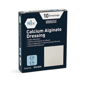 MED PRIDE Calcium Alginate Wound Dressing 2x2 in, Antimicrobial Sterile Alginate Dressing, Highly Absorbent, Non-Stick, Gentle on Skin