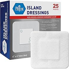 MED Pride Bordered Gauze-Island Dressing 4'' x 4''| 25 Individually Packed Pouches, Wound Dressing with Adhesive, Breathable Borders, Sterile & Highly Absorbent, Latex & Rubber-Free